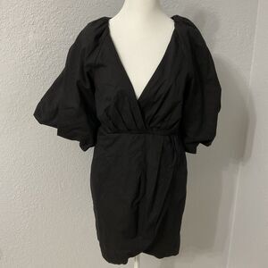 HYFVE Women's Wrapped Mini Dress Ruffle Sleeves 100% Cotton Medium